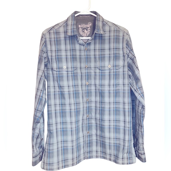 Men’s Kuhl Long Sleeve Button Down Shirt Blue Plaid Size Small - Picture 4 of 11